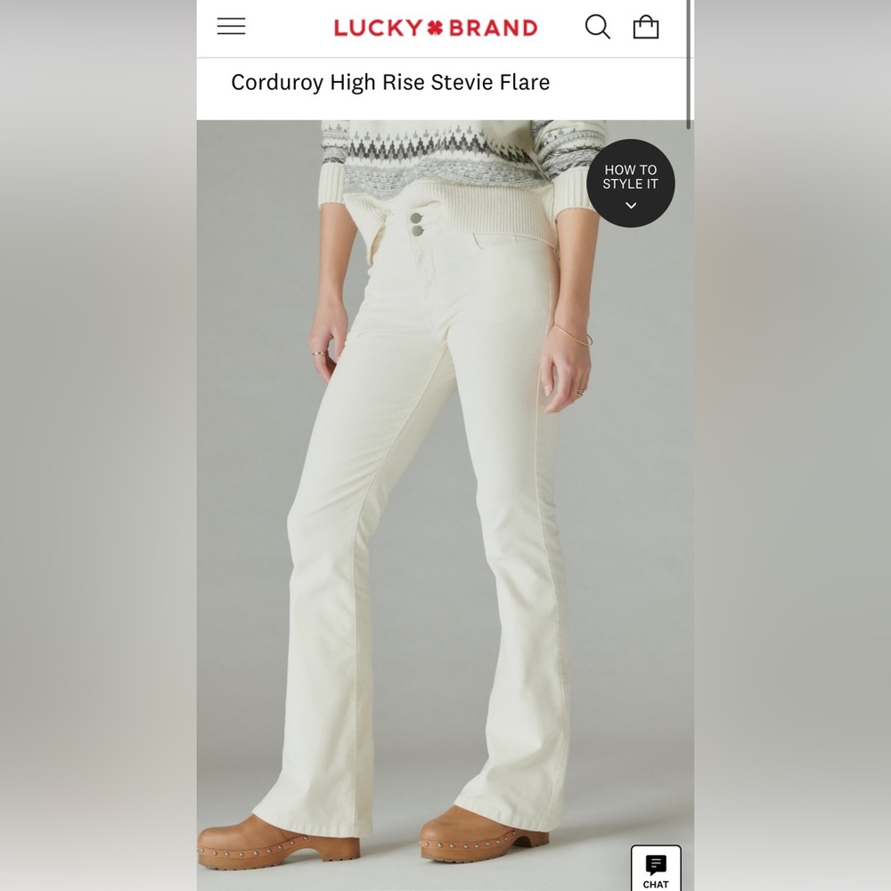 Lucky Brand Corduroy High Rise Stevie Flare Jean